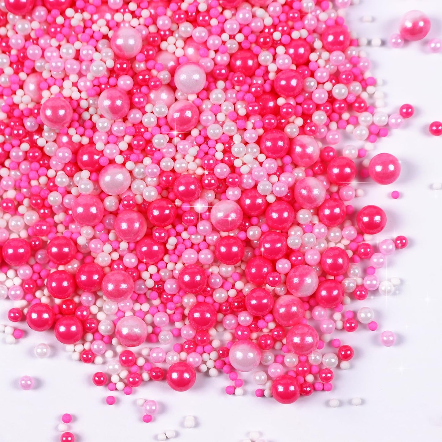 Edible Pink Sprinkles for Cake Decorating, Pearl Sprinkles, Edible Pearls, Cake Pearls for Baby Showers, Weddings, Birthdays, Gender Reveal, valentines, Mother's Day, and princess parties(120g/4.23oz)