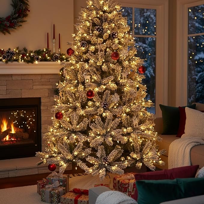300 LED Warm White Christmas Lights Outdoor Indoor,100ft LED String Light,Green Wire Plug in Christmas Tree Lights Waterproof for Wedding Patio Garden Home Decors Fairy Lights
