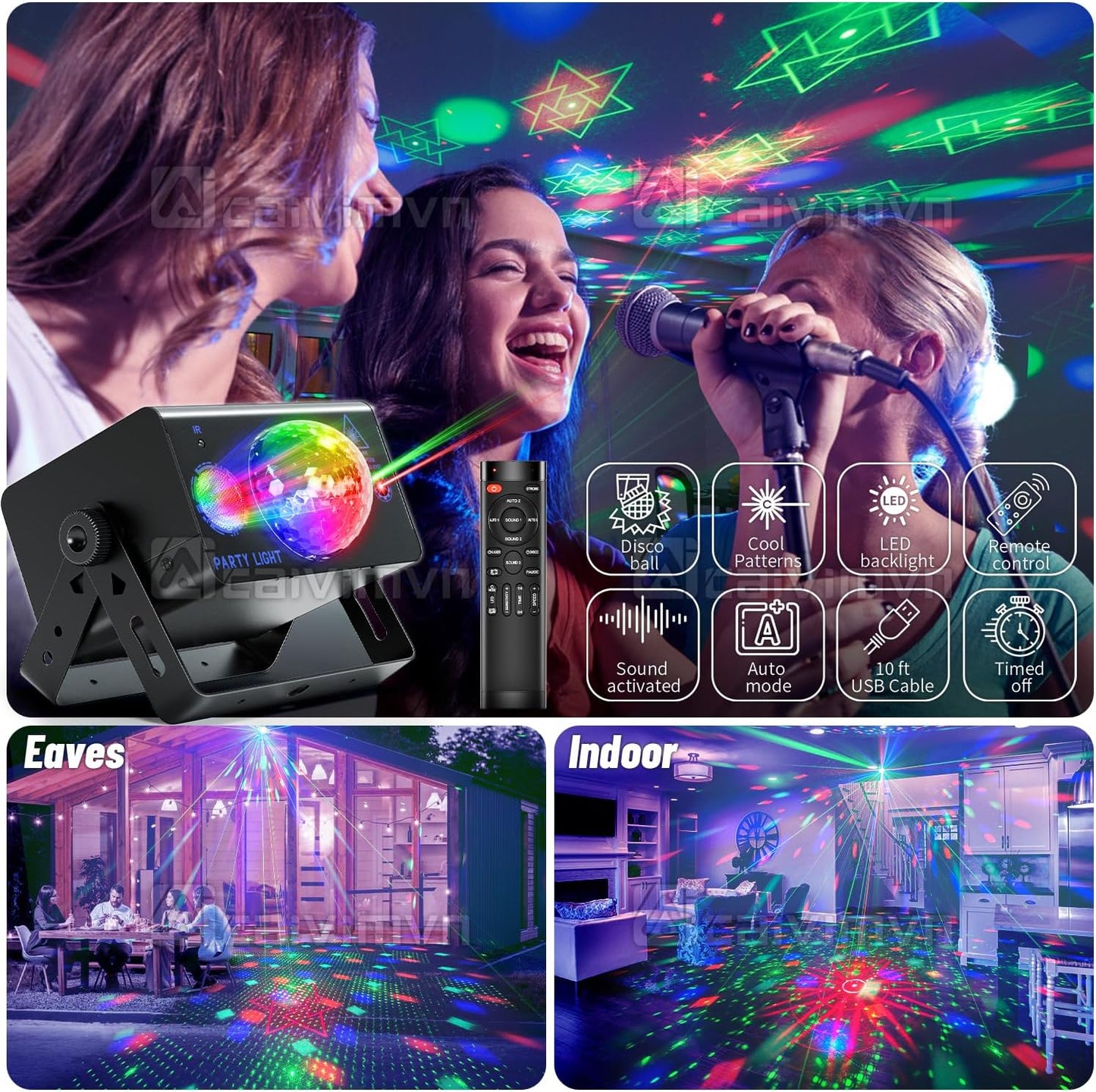 Party Lights Dj Disco Ball Light, LED Stage Strobe Lights Sound Activated with Remote Control for Xmas Club Bar Parties Holiday Christmas Birthday Wedding Home Decoration