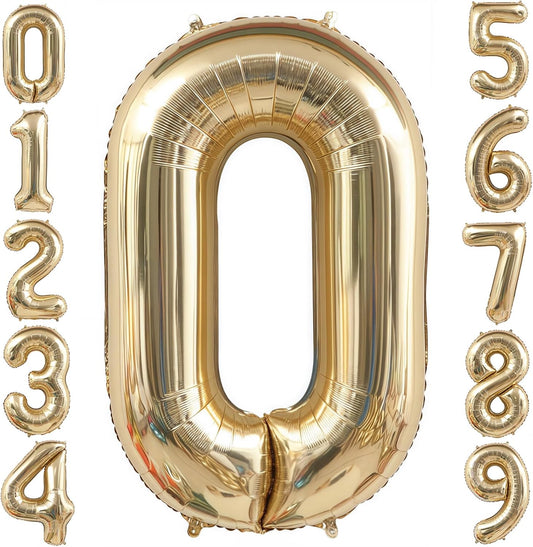 Champagne Gold 0 Balloon,40 Inch Light Gold Number 0 Balloon Big Foil Mylar Helium 0 Balloon for Birthday Party