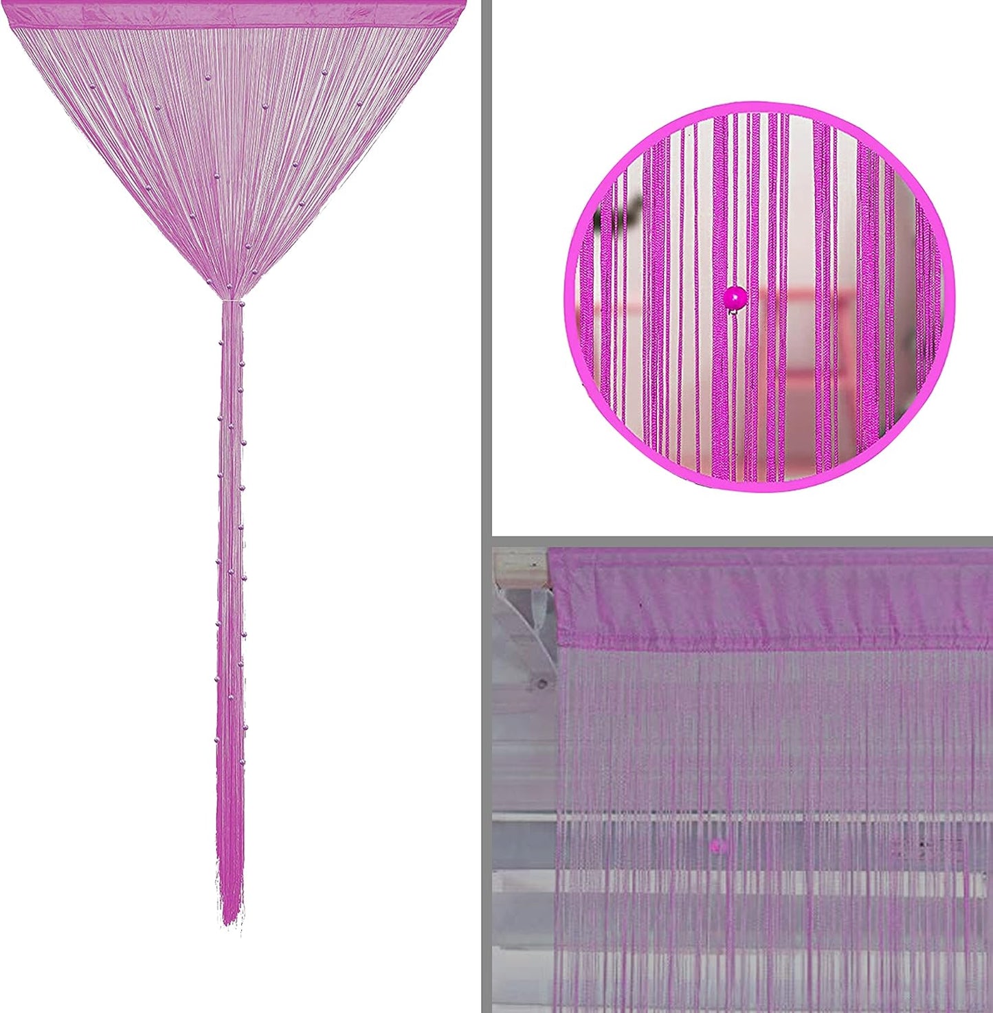Beaded Doorway Curtain Door Beads Dense String Curtains Fringe Hippie Perfect for Wall Hanging Decor Room Divider Privacy Doors Window Closet Doorways Decorations (100x280cm,Rose)