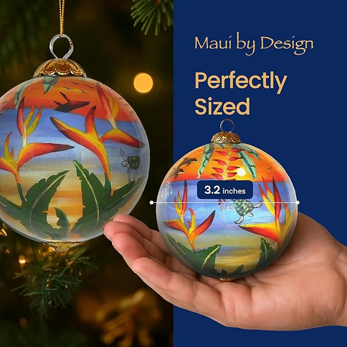 Collectible Hand Painted Hawaii Sunset Ornament Collectible with Gift Box SUH/H