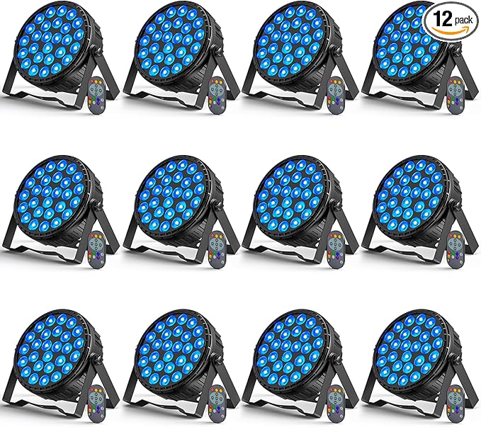 LED Par Light RGBW 160W Led Stage Lights Remote & DMX Controlled Sound Activated Auto Play 8/4 Channel Uplights for Events Wedding Halloween Birthday Party Dance Stage Lighting (12 Packs)