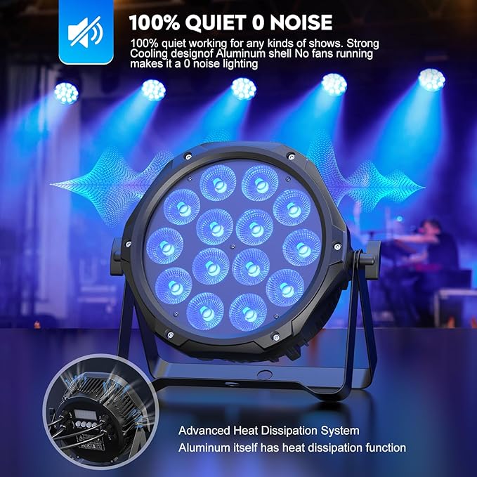 Outdoor Stage Lights Waterproof DMX DJ Par Can Light 14LED RGBW Strobe Wash Uplighting for Theater, Event, Halloween, Church, Wedding Party, Stage, Performance, Studio, Auditorium