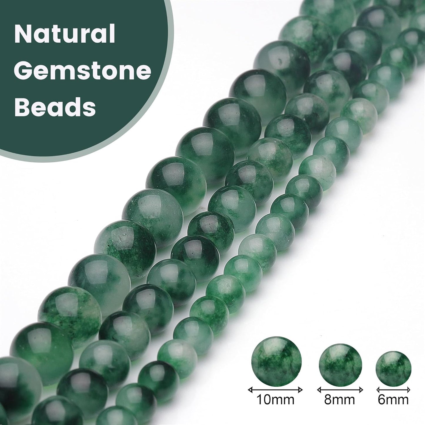 6mm Natural Stone Beads for Jewelry Making,Flower Jade Polished Smooth Round Gemstone Beads for Bracelet Necklace 15 Inch