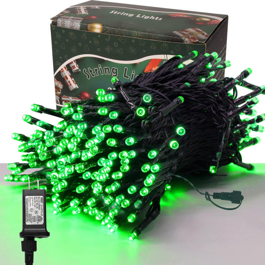300 LED St Patricks Day Lights, 98.5FT Christmas String Lights with 8 Lighting Modes, Waterproof & Connectable Mini Lights, Plug in for Indoor Outdoor Holiday Xmas Party Bedroom Decorations (Green)
