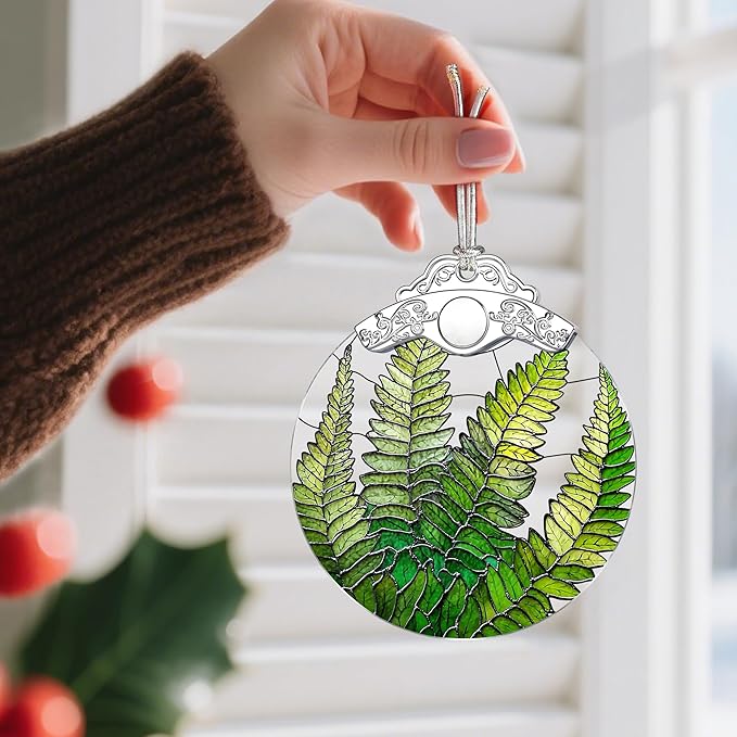 Fern Plant Ornament, Stained Glass Christmas Decorations, Christmas Ornaments for Tree, Holiday Ornament, Gifts for Plant Lovers, Holiday Party Gifts, Gift Ideas & Xmas Gift