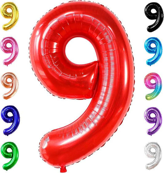 KatchOn, Giant Red Number 9 Balloon - 40 Inch | Red 9 Balloon | 9 Birthday Balloon for 9 Birthday Decorations | 9 Balloon for Birthday Party Decorations