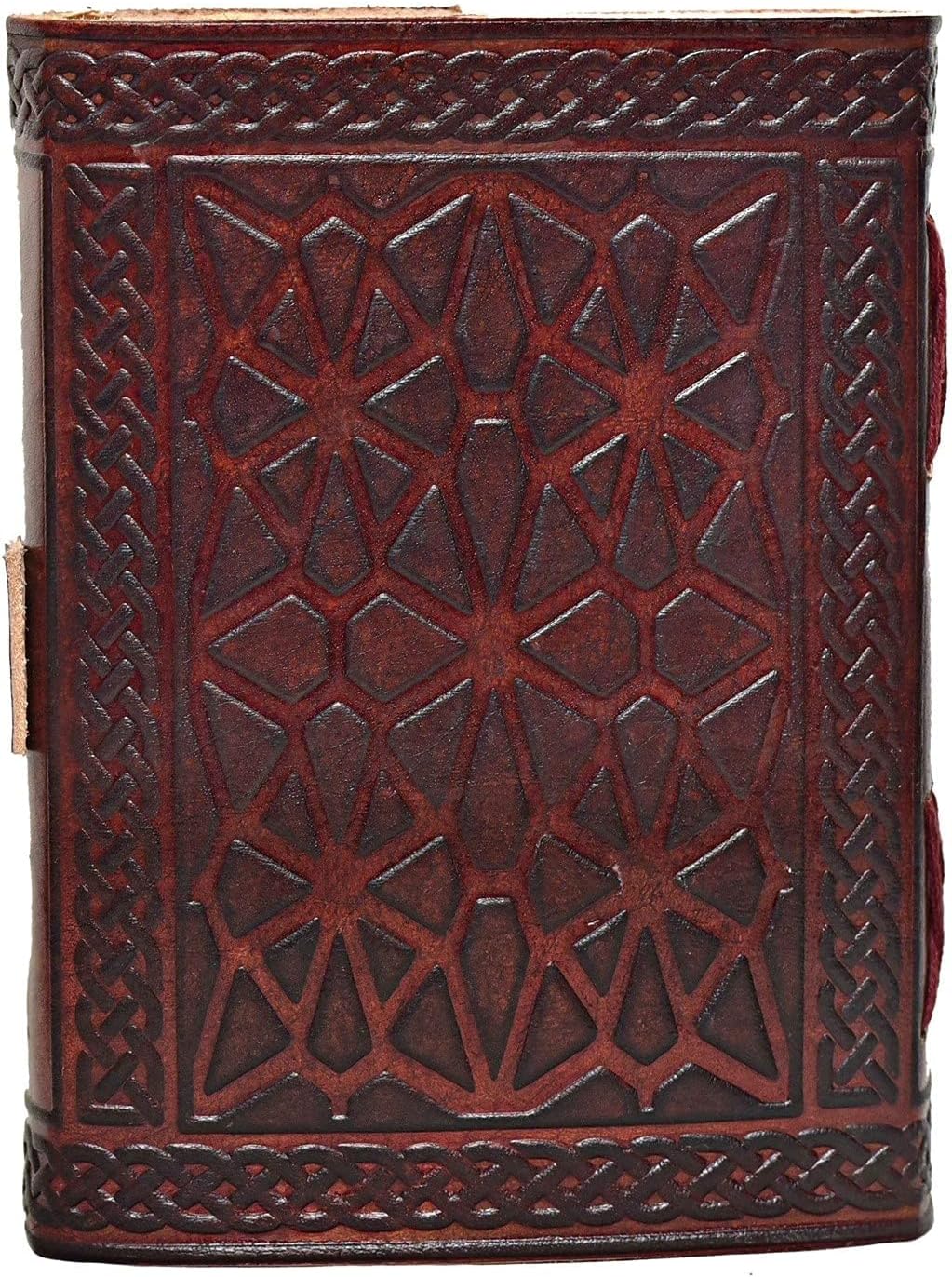 cuero 3 Moon Blue Lapiz Embossed Vintage Leather Journal for Men & Women - 128 Pages, Antique Handmade Deckle Edge Vintage Paper, Leather Journal Writing Notebook Dairy Gift (5 inch by 7 inch, Brown)