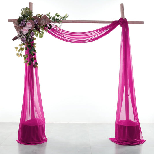 VDS Pack of 1 Panel (30 Inch X 40 Feet) Wedding Arch Draping Fabric Sheer Chiffon Fabric Drapery for Wedding Ceremony Reception Swag Backdrop Canopy Chuppah ARBO Altars Decoration (Magenta)