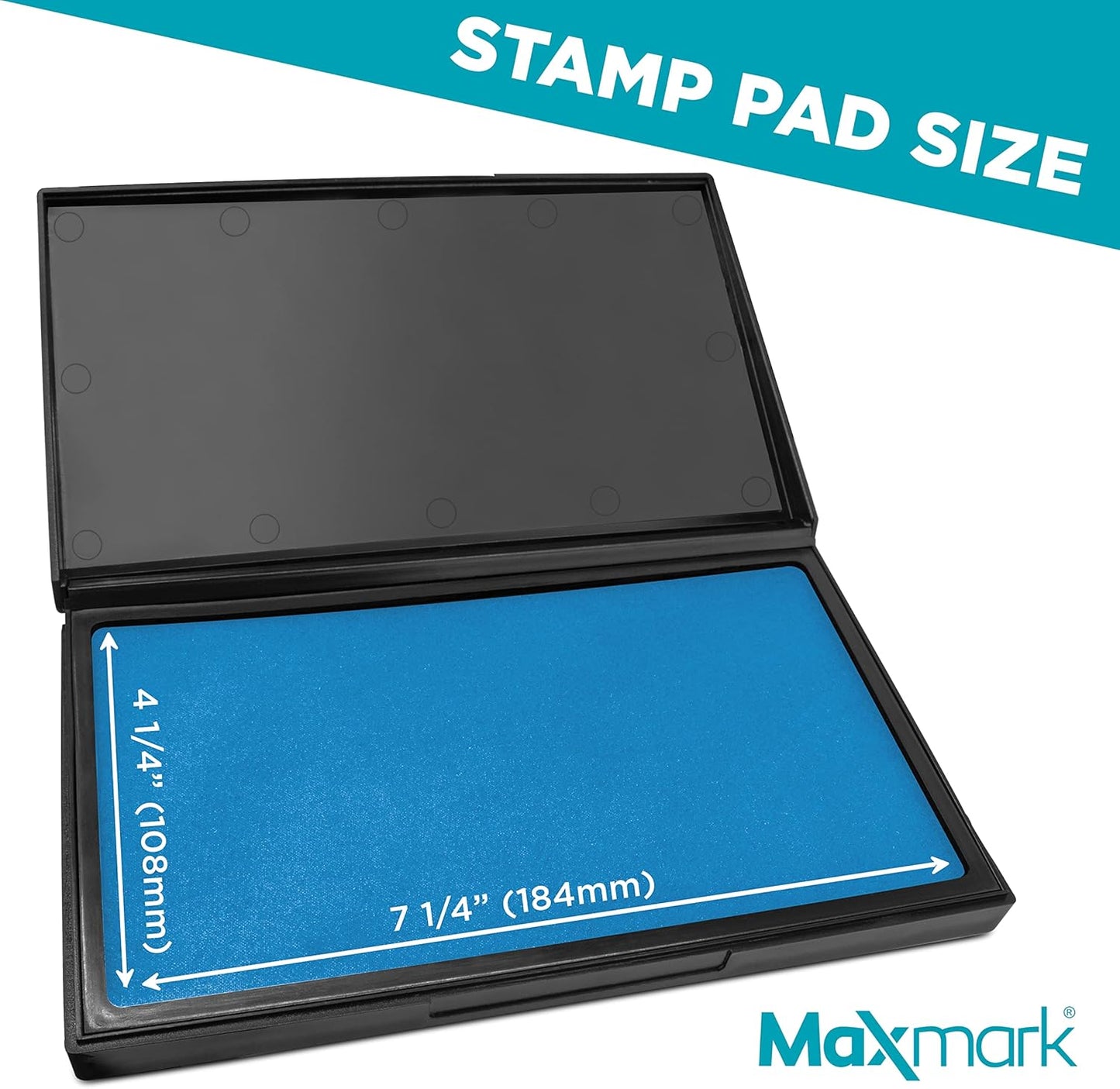 MaxMark Large Premium Sky Blue Ink Stamp Pad - 4-1/4" by 7-1/4" - Premium Quality Felt Pad