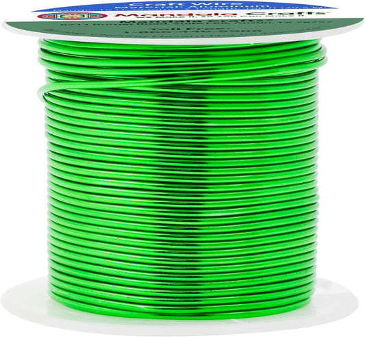 Mandala Crafts 16 Gauge Anodized Aluminum Craft Wire for Jewelry Making - 100 FT Colored Flexible Kelly Green Wire - Bendable for Bonsai Armature Crafting Sculpting