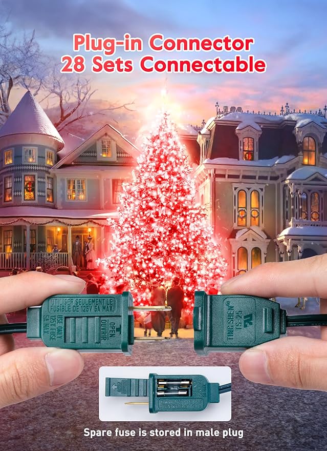 C7 Red Christmas LED String Lights, 25Ft C7 Outdoor String Lights with 26 Bulbs(1 Spare), Commercial Havy Duty for Christmas Tree Lights for Holidays Backyard Cafe Party Wedding Home Decorations