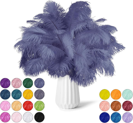 NEWONG 30pcs Blue Purple Ostrich Feathers Natural Bulk 11-14inch(28-35cm) Vase Craft Wedding Home Party Centerpieces Christmas Day Decoration