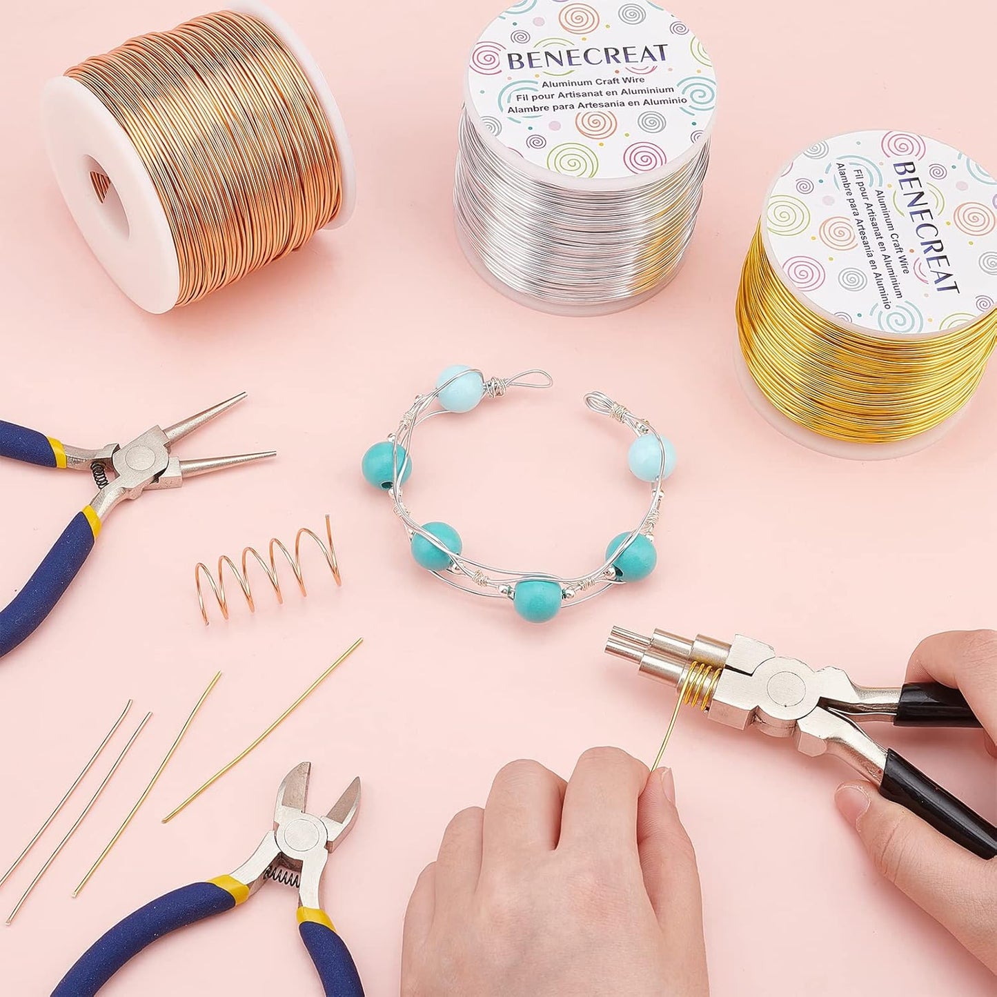 BENECREAT 9 10 12 15 17 18 20 Gauge Aluminum Wire (18 Gauge,492 FT) Anodized Jewelry Craft Making Beading Floral Colored Aluminum Craft Wire for Garden, Model Making - Copper Tone