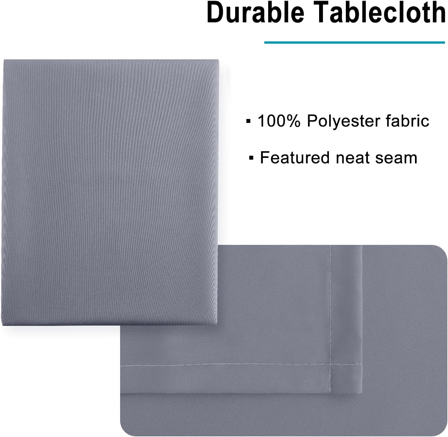 Hiasan Light Gray Rectangle Tablecloth - Waterproof Spillproof and Wrinkle Resistant Washable Polyester Table Cloth for Dining Party, 60 x 60 inch