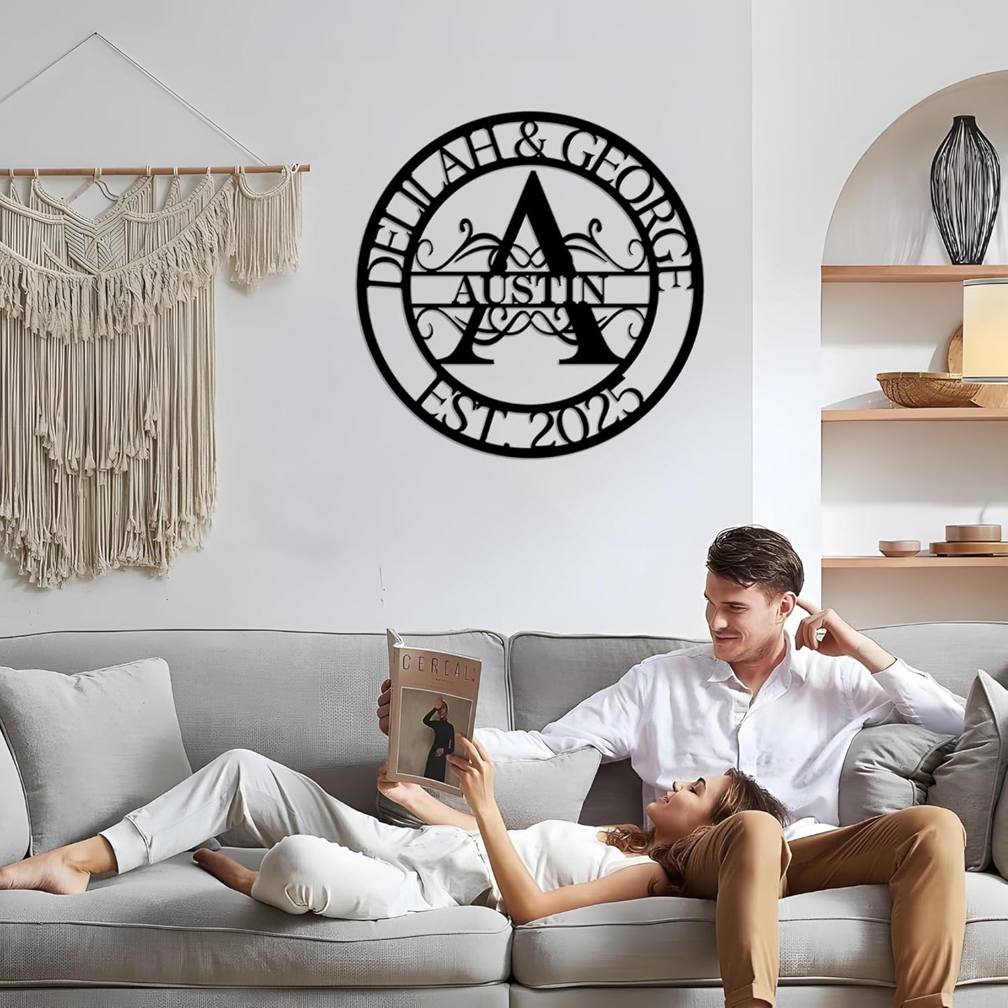 Custom Name Signs Outdoor Metal, Personalized Family Last Name Signs Wall Art, Letter Monogram Metal Sign For Home Decor, Customized Wedding Christmas Anniversary Housewarming Gifts