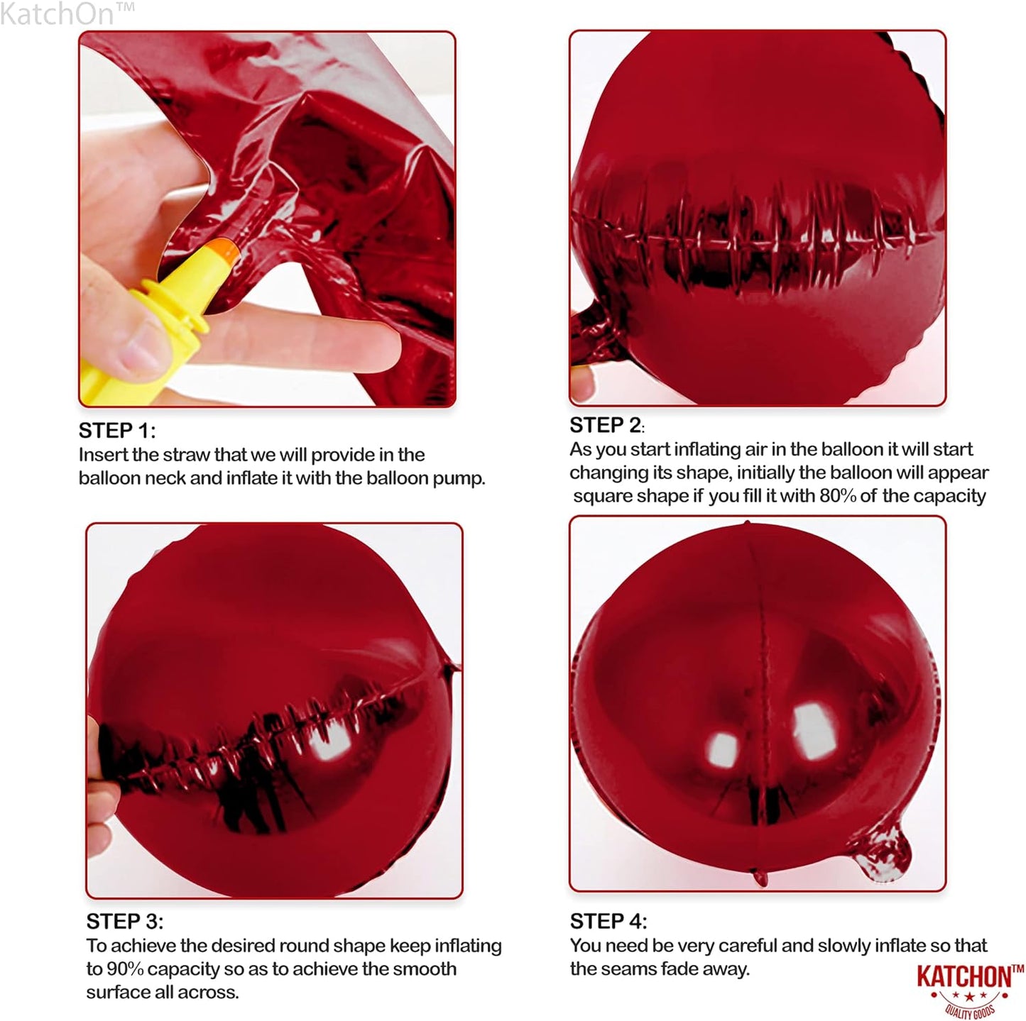 KatchOn, Big Metallic Red Balloons - Large 22 Inch, Pack of 6 | 2025 Graduation Decorations | Round 4D Red Mylar Balloons | Graduation Decorations | class of 2025