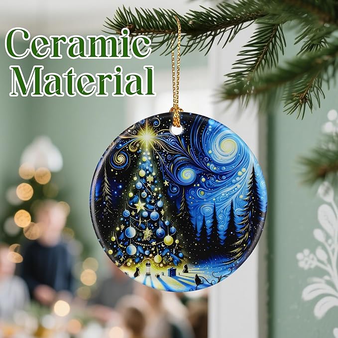 Starry Night Ornament – Christmas Ornament, Christmas Tree Ornament, & Perfect Holiday Decor | Gifts for Art Lover, Gift Exchange, Gift Idea - Xmas Tree