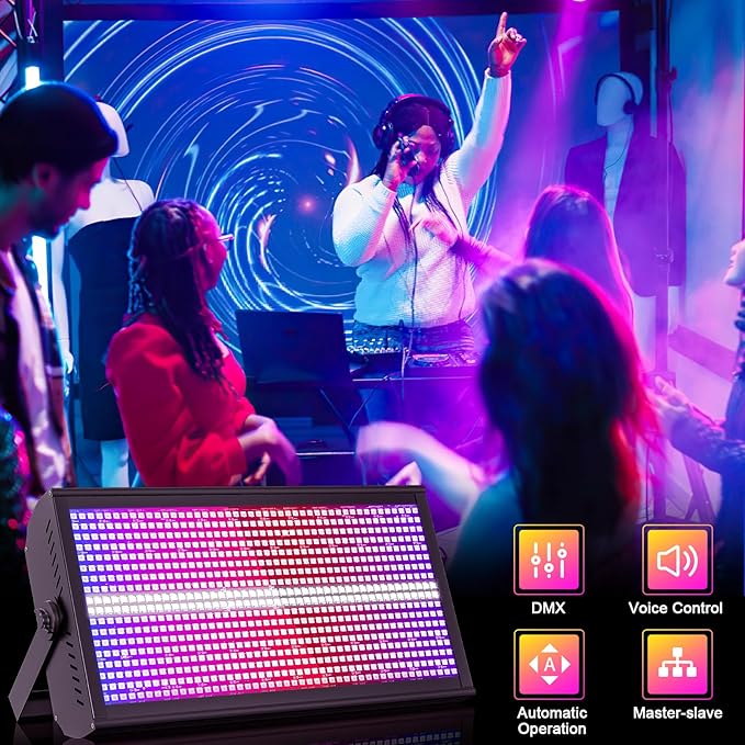 2 PCS Stage Light Effect Light 200W 768LEDs RGB Dj Lights Bar 4/6/12/144/154CH DMX Control Auto Play Sound Activated Uplight Bar for Wedding Disco Party Stage Lighting