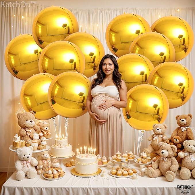 KatchOn, Large Gold Foil Balloons - 22 Inch, Pack of 12 | Gold Balloons | Mylar Balloons for Anniversary, Golden Birthday Party Decorations | NYE Balloons for New Years Eve Party Supplies 2026