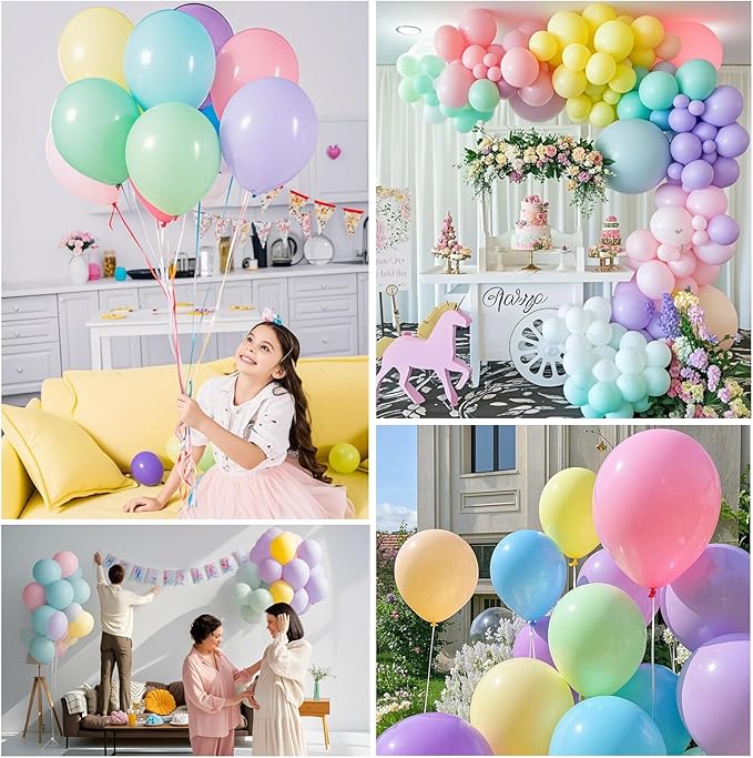 Pastel Balloons Latex Pastel Birthday Decorations 160 Pack 5 inch Round Helium Multicolor Macaron Rainbow Decor for Birthday Rainbow Party Baby Shower Wedding Easter Balloons Decorations