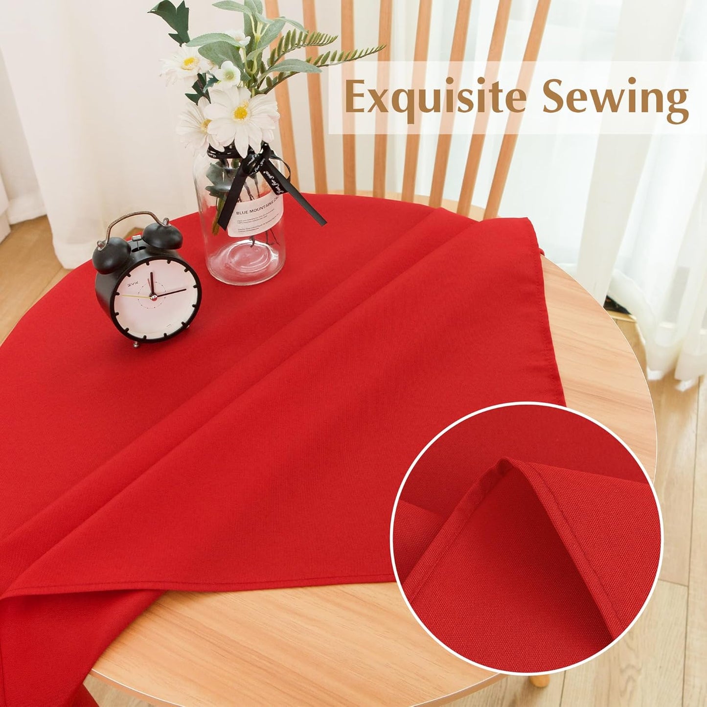 2 Pack Small Square Table Cloth 36X36 Inch Red Washable Fabric Tablecloth Polyester Solid Table Cover for Night Stand End Table Side Table Outdoor Indoor