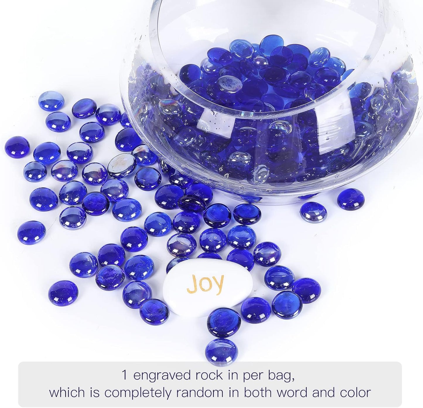 11LB Fire Glass Beads and Marbles for Outdoor Fire Pit and Fireplace, Glass Gemstones for Vase Filler, Aquariums, Hydroponics Plants, Home Decor and DIY Craft, Cobalt