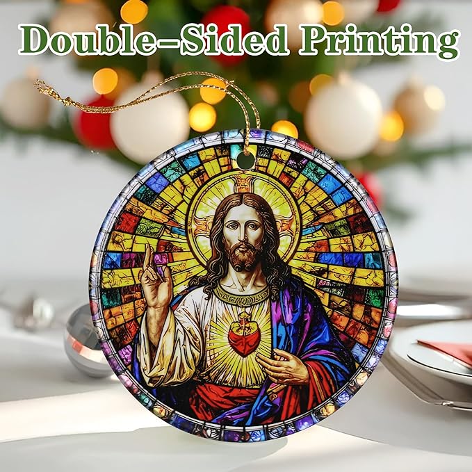 Jesus Christ Ornament: Christmas Ornaments, Religious Christmas Decorations for Tree, Catholic Ornament & Christian Holiday Decor | Religious Gifts, Christian Gifts - Design A