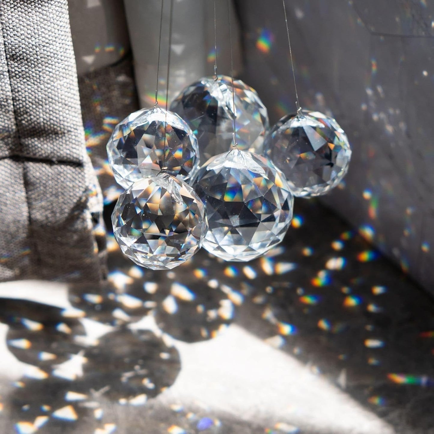 Crystalsuncatcher 10pcs Crystal Glass Ball Chandelier Prisms Pendants Parts Rainbow Crystal Suncatcher DIY Parts (20mm,Clear)