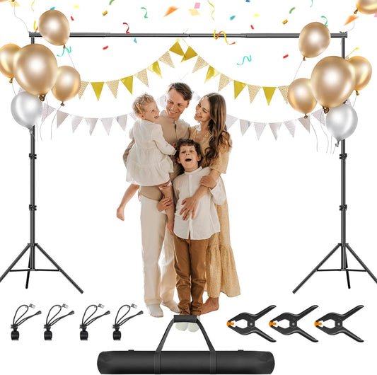 Photo Backdrop Stand, 8.5 x 10 ft Back Drop Adjustable Stands, Photography Background Support System Kit with Carry Bag, Clips and Clamps for Photo Video Studio, Parties, Wedding