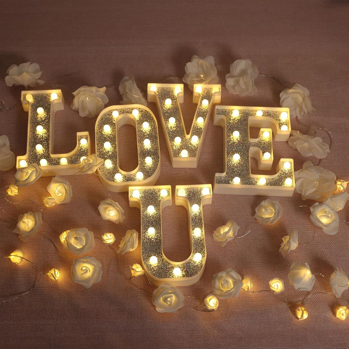 Light Up Letters - Marquee Light Signs for Table Decorations, Prom, Events or Engagement Party - Featuring Alphabet & Number Lighted Letters
