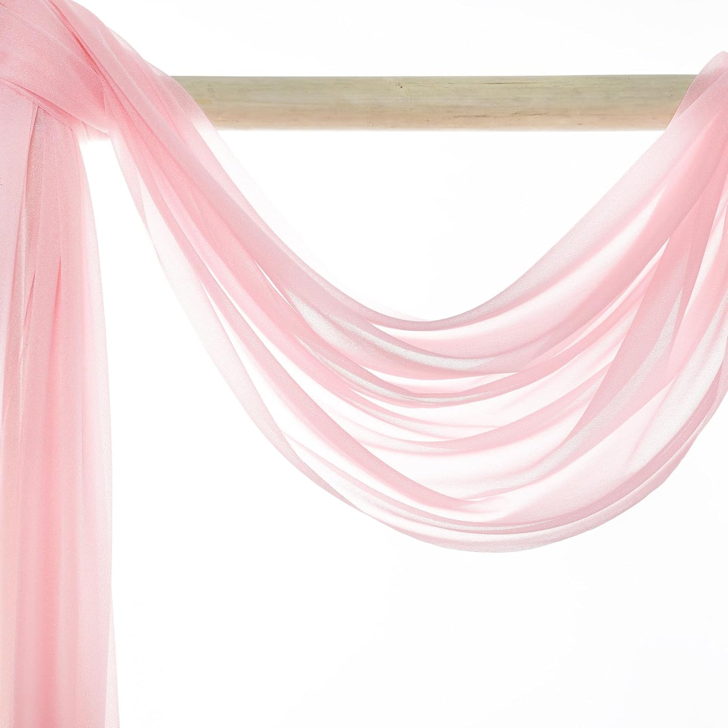 VDS Pack of 2 Panel (30 Inch X 30 Feet) Wedding Arch Draping Fabric Sheer Chiffon Fabric Drapery for Wedding Ceremony Reception Swag Backdrop Canopy Chuppah ARBO Altars Decoration (Blush Pink)