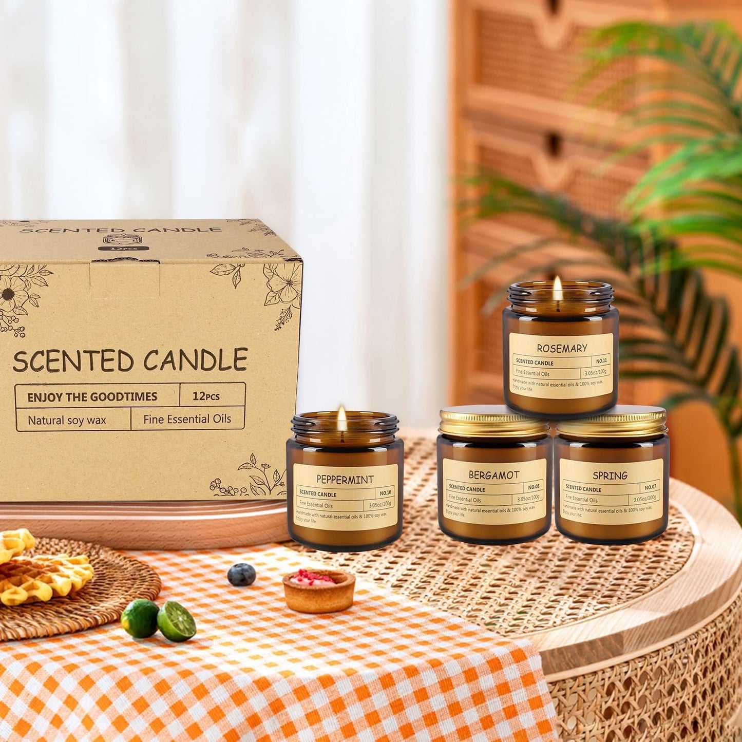 12Pack Scented Candle Set - Aromatherapy Candle Gift Set – Long Lasting Jar Candles for Men| Women, Ideal for Birthdays, Mother's Day Thanksgiving Gifts