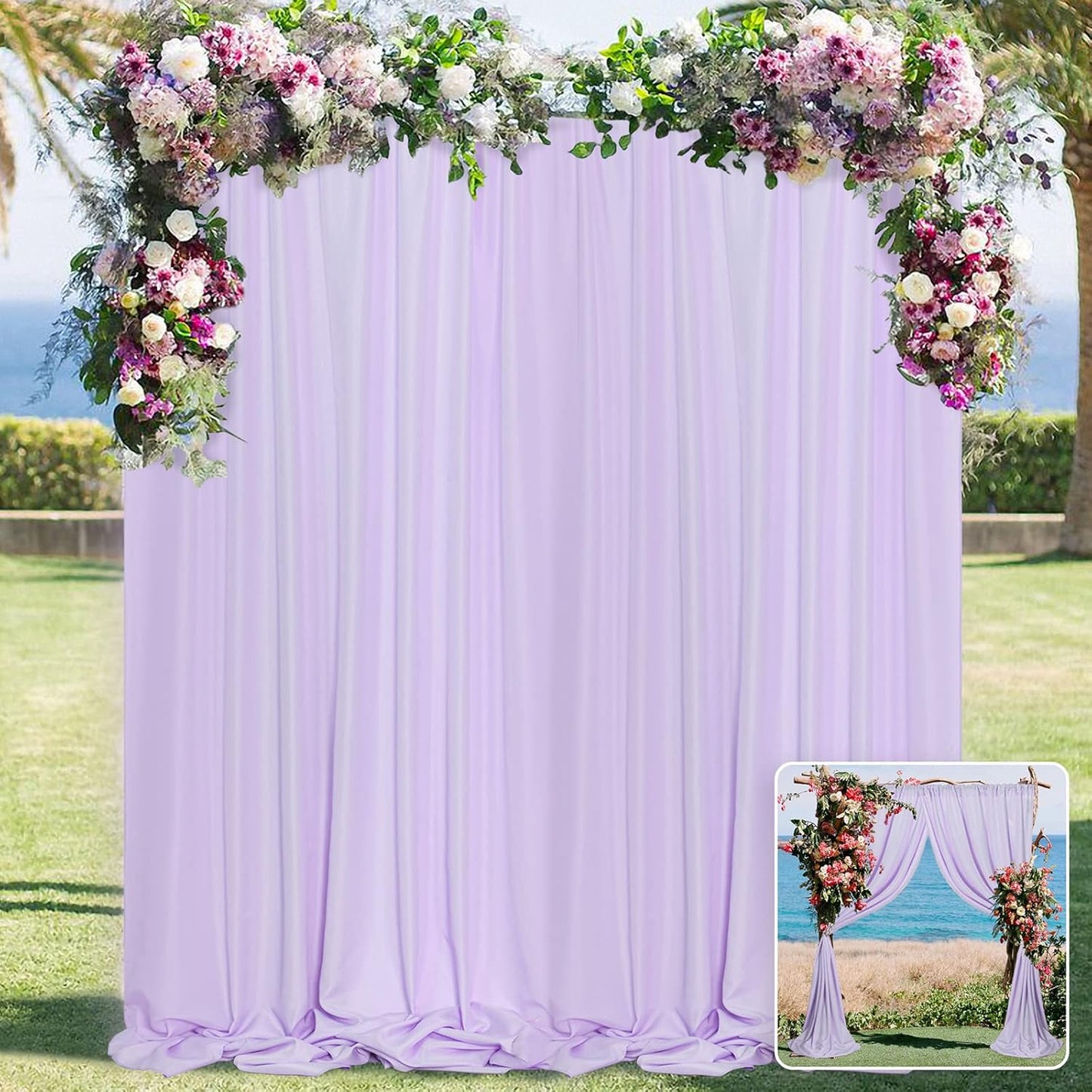 MYSKY HOME 10ft x 8ft Light Purple Curtains - Wedding & Stage Drapes with Rod Pocket, 5ft x 8ft, 2 Panels