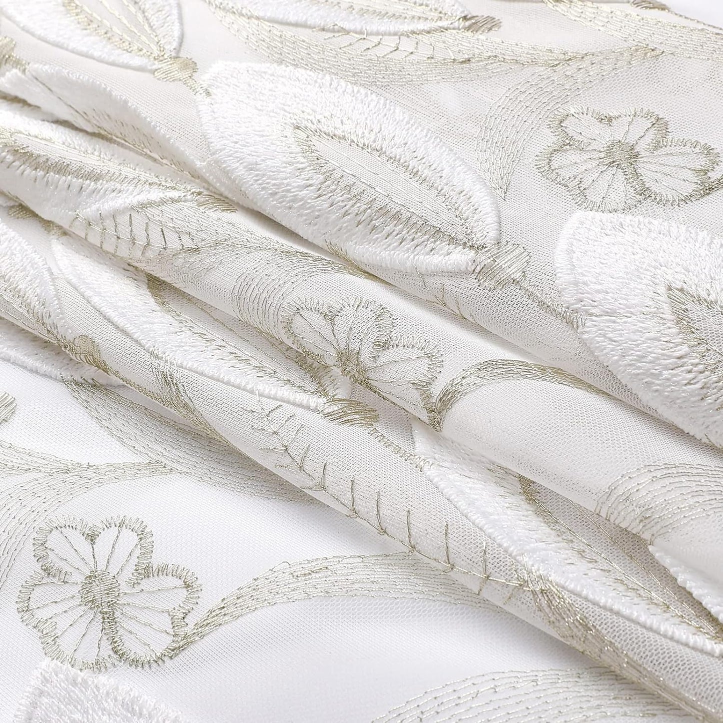 VISIONTEX White Sheer Voile Curtains, Decorative White Embossed Drip Rod Pocket Window Drapes for Home Kitchen, Living Room and Bedroom 54 x 95 Inch, Set of 2 Curtain Panels