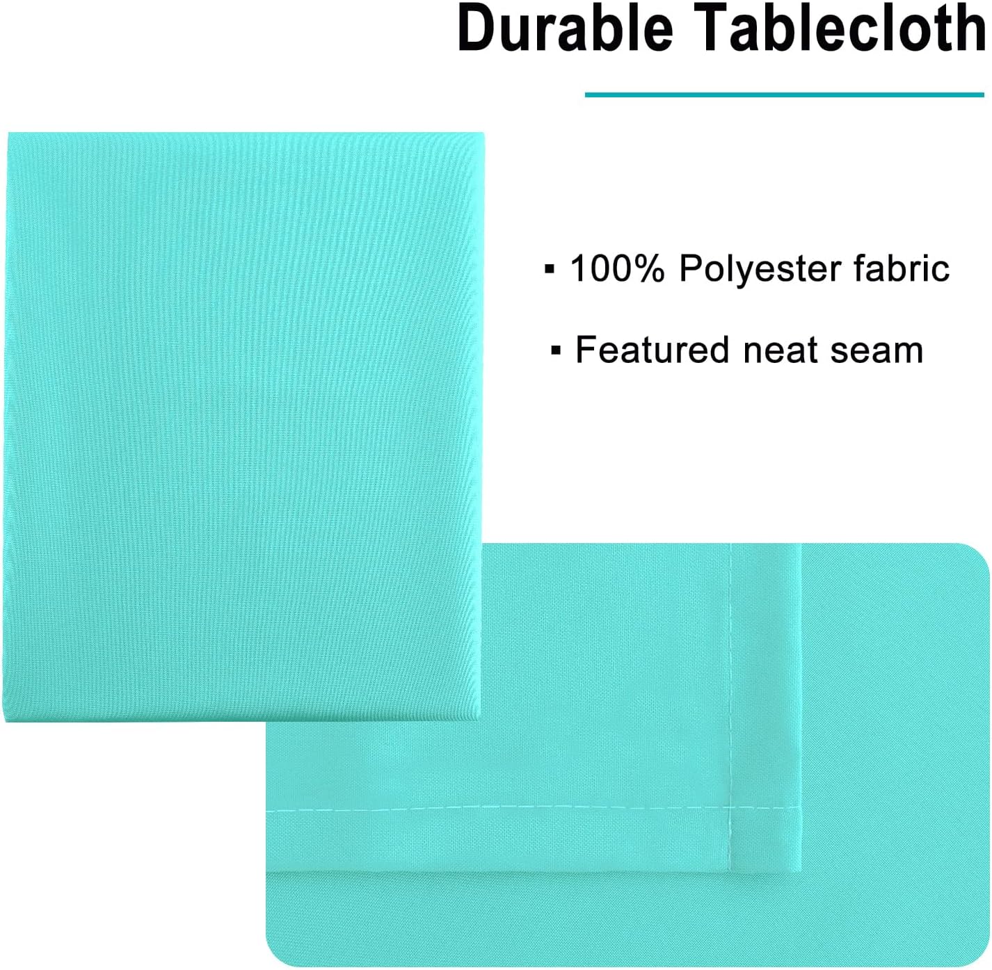 Hiasan Light Blue Rectangle Tablecloth - Waterproof Washable Polyester Fabric Table Cloth for Buffect Dining Birthday Party Wedding, 54 x 80 Inch