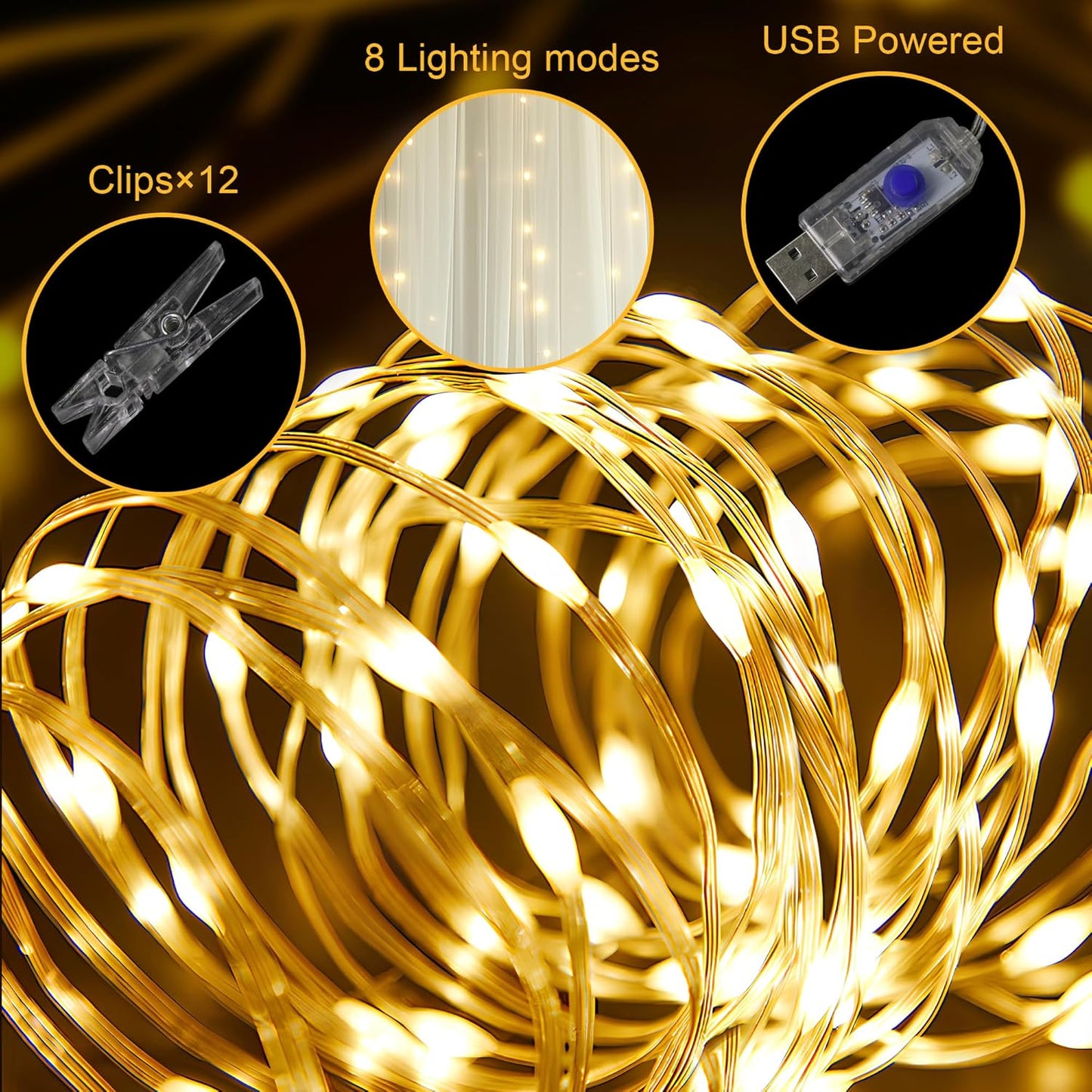 Fomcet Ivory Tulle Backdrop Curtains with Lights String 10FT X 8FT Sheer Curtain with Lights Tulle Curtains Backdrop for Wedding Birthday Party Baby Shower Photo Shoot (2 Panels 5x8FT)