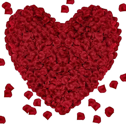 2000 Pcs Rose Petals, Artificial Flower Petals Fake Rose Petals for Romantic Night,Wedding,Proposal Anniversary Flower Decorations(Dark Red, 2000pcs)