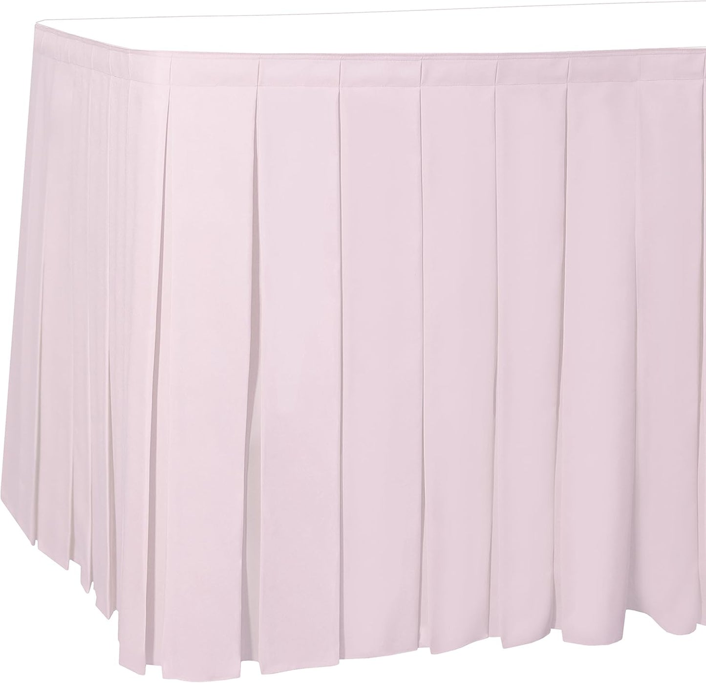 Ultimate Textile Pleat Polyester Fabric Table Skirt - Machine Washable Flame Resistant with Clips for Events, Weddings & Trade Shows, Cut & Sewn in Paterson, NJ - Ice Pink, 17' Box Pleat