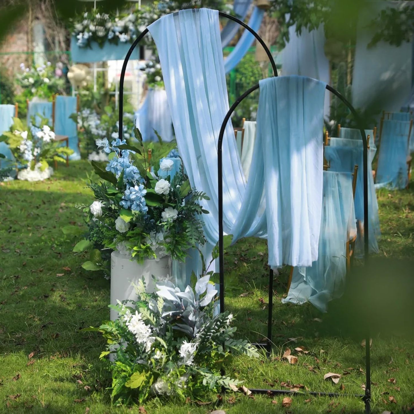 Wokceer Wedding Arch Draping 2 Panels 28.7" x 20FT Baby Blue Sheer Fabric Backdrop for Ceremony, Birthday Party, Bridal Shower Decoration