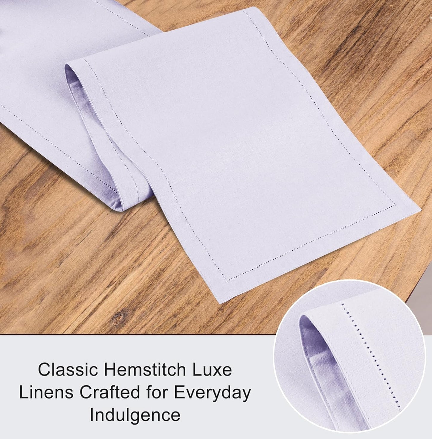 Ruvanti Linen Table Runner 72 Inches, Classic Hemstitch, Washable, Reusable, Non-Slipping, Stain Resistant- Perfect for Parties, Weddings, Dinners, Thanksgiving, Christmas, Indoor use – Lavender Grey