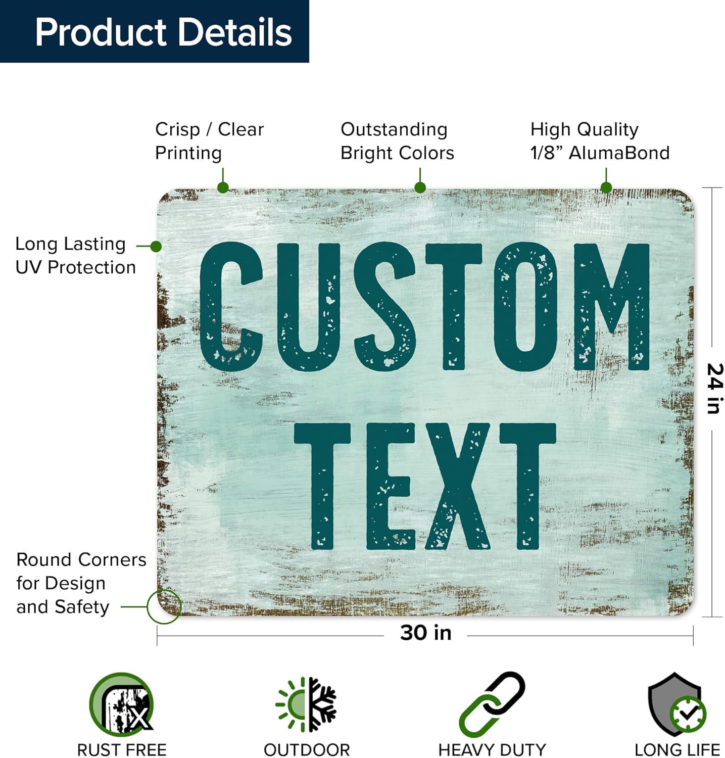 Custom Sign, Custom Street Sign, 11 Font Colors, 13 Font Styles, 4 Hole Options, 22 Sizes, 24x30 Inches, Rust Free DiBound, Fade Resistant, Made in USA by My Sign Center (Shabby Chic)