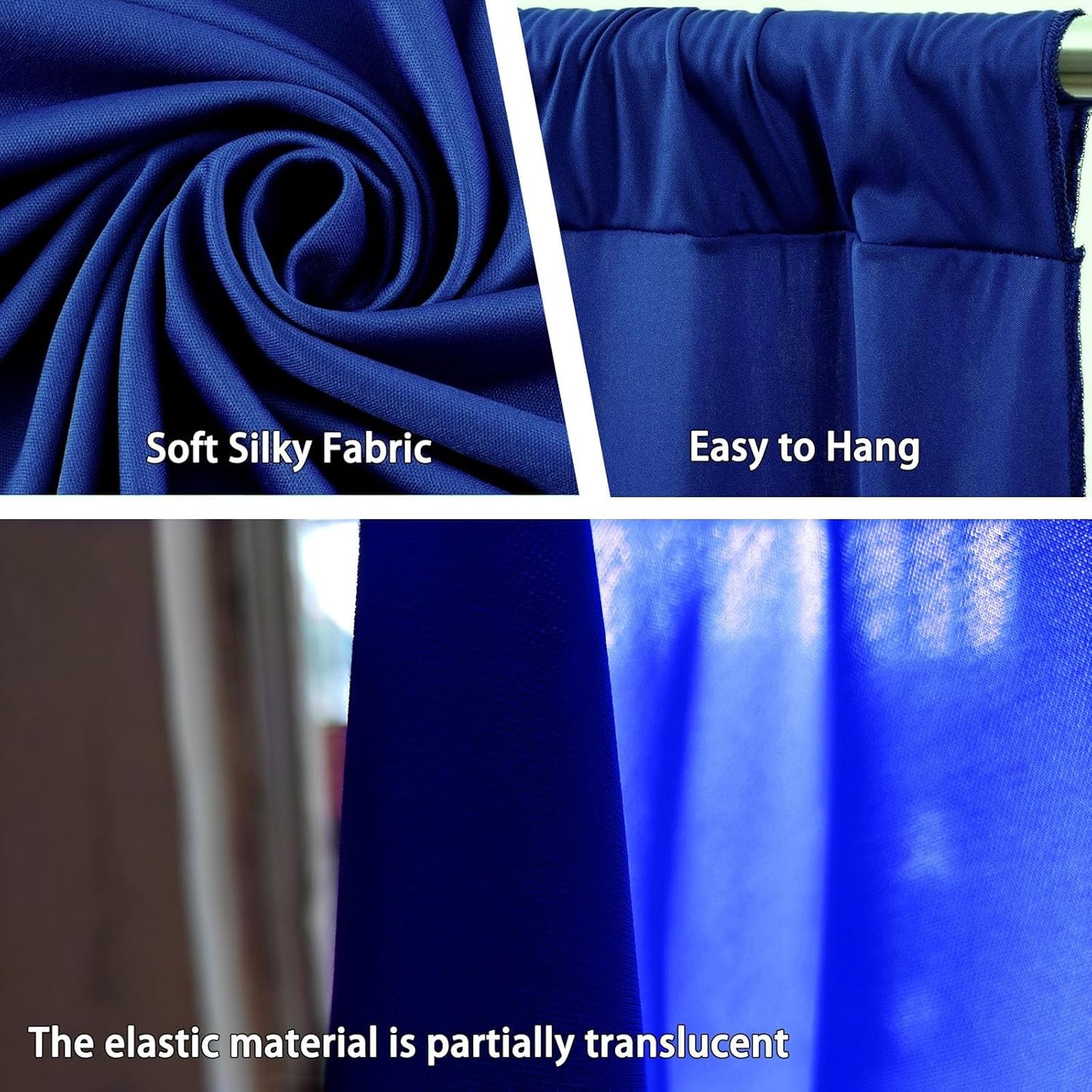 10 x 10 Feet Blue Backdrop Curtain for Partie, Background Curtains for Photoshoot, Birthday, Wedding, Halloween, Thanksgiving, Christmas Day, New Year Party Decorations 5Ft x 10Ft, 2 Panels