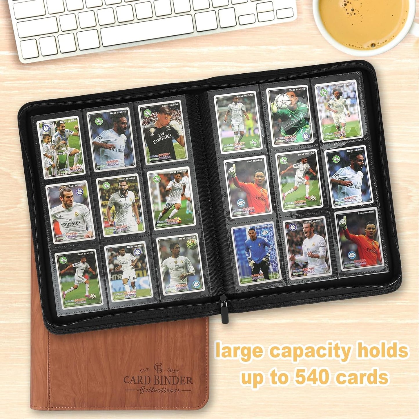 9 Pocket Card Binder, Premium Zip Trading Card Binder, 540 Double Sided Pocket PU Collection Binder, Collector Album, Card Folder for MTG, TCG, Sports Cards