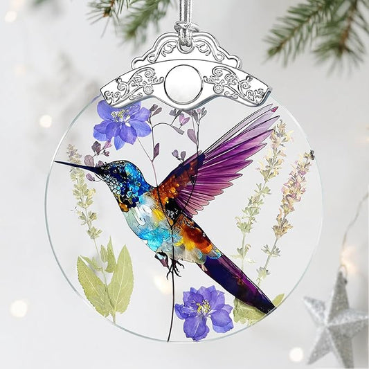Christmas Ornament, Stained Glass Ornament, Christmas Ornaments for Tree, Hummingbird Hanging Ornaments for Home Decor & Xmas Decorations – Holiday Decor, Gift Ideas, Perfect Holiday & Xmas Gifts