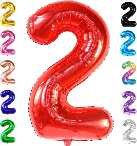 KatchOn, Giant Red Number 2 Balloon - 40 Inch | Mylar Foil 2nd Number Balloons For Happy Birthday Decorations | Red 2 Balloon Number For Anniversary Decorations | Birthday Party Decoration