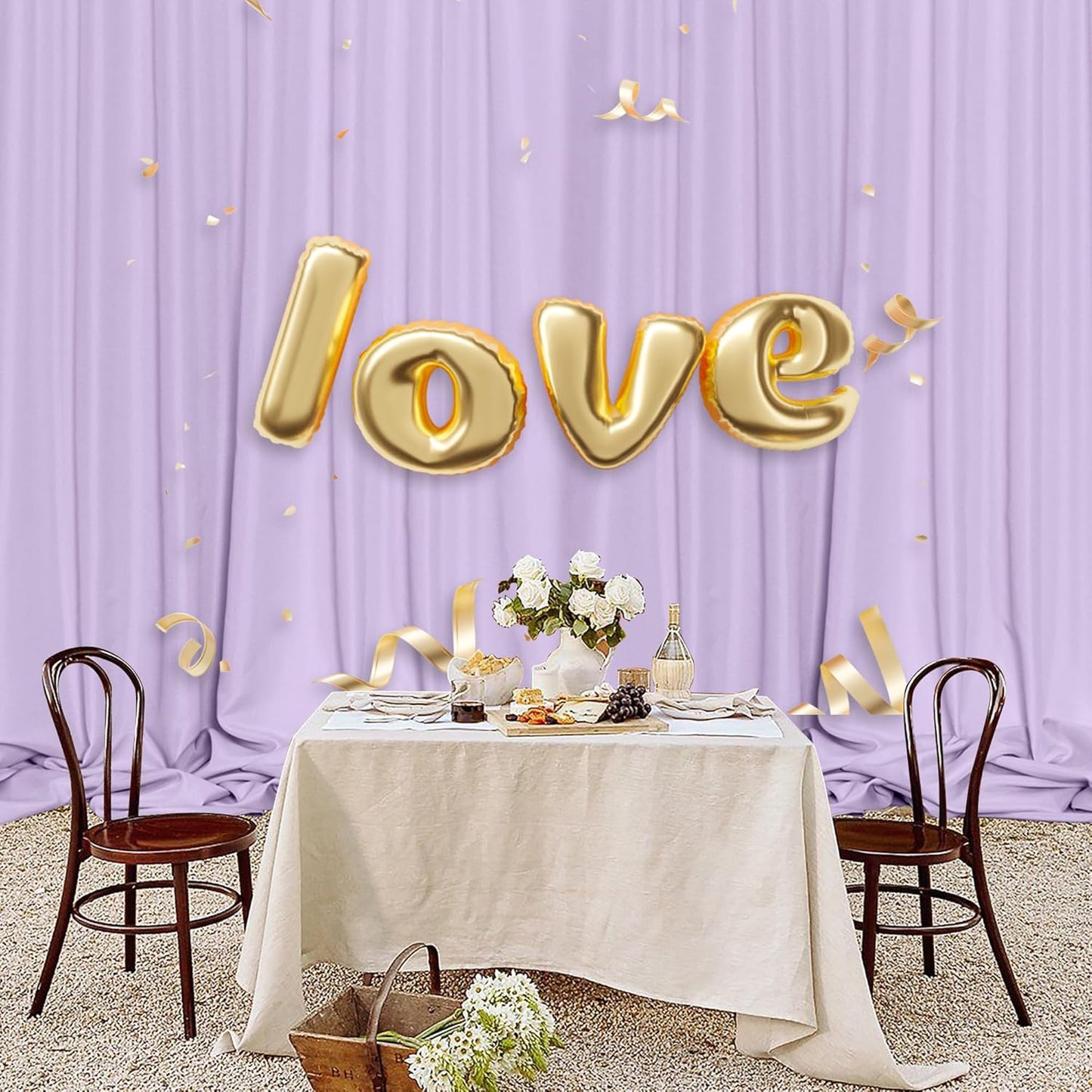 MEETSKY 10ft x 8ft Light Purple Backdrop Curtain for Parties Wedding Photo Background Rod Pocket Curtains Backdrop Drapes Home Decoration for Birthday Party Baby Shower Photoshoot, 5ft x 8ft, 2 Panels