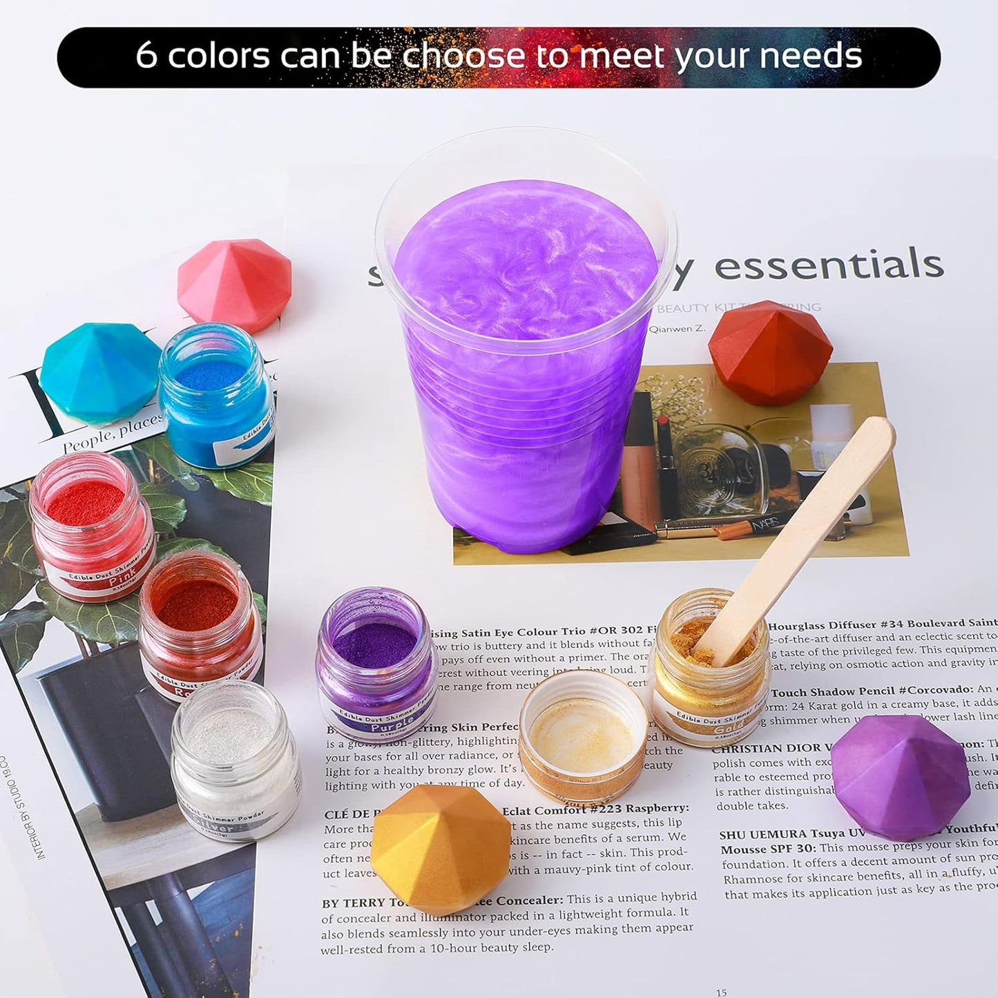 Jelife Violet Edible Luster Dust & Paint - 5 Grams Food Grade Cake Dust Shimmer Powdered, Edible Metallic Powder Food Coloring for Cake Decorating, Chocolates, Fondant, Drinks, Painting & More, Vegan