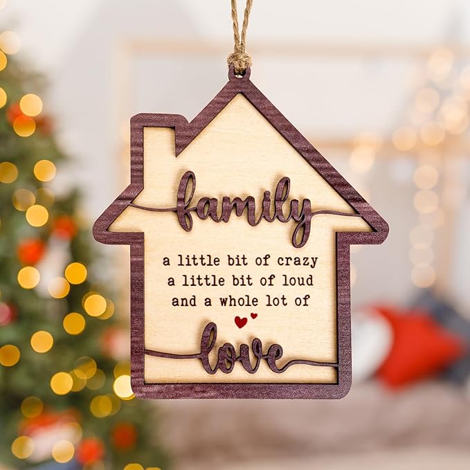 Christmas Ornament 2025 - Family Ornament – Wooden House Shape | Heartfelt Home Decor – Gift for Parents - Friends – Christmas Tree Keepsake– White Elephant Gifts - Xmas Tree Funny Decoration